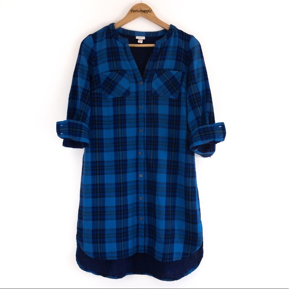 Merona Dresses & Skirts - Merona • Blue Plaid Shirt Dress